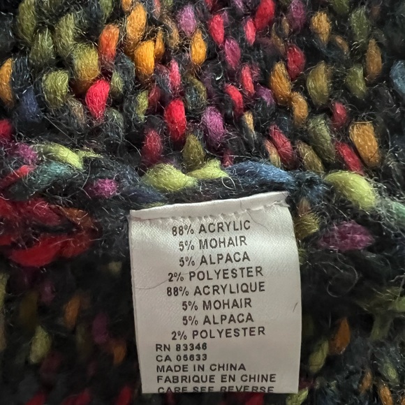 PBJ Sport Chunky Knit Cardigan Sweater Blue Multicolor Mohair & Alpaca Wool Blnd - Picture 6 of 9